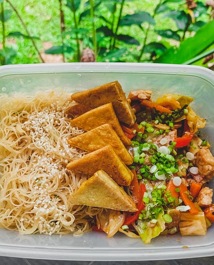 Korean Tempeh & Vermicelli with Fried Tofu