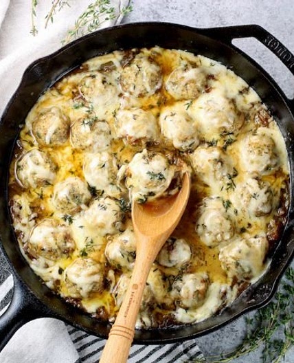 French Onion Chicken Meatballs