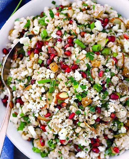 Super Power Salad (Barley & Vegetables, Tempeh, Herbs & Pomegranate)