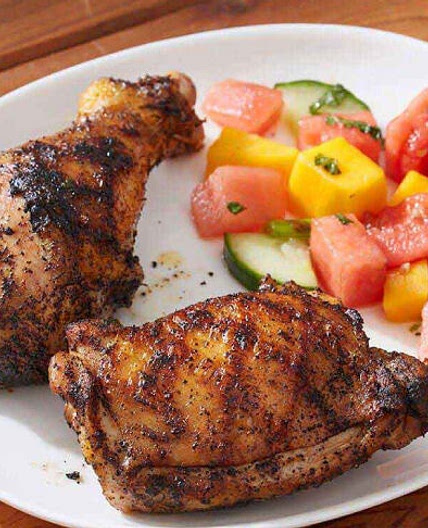 Grilled Chili-Coffee Chicken With Tropical Salad