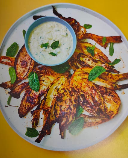 Tandoori fennel steaks with mint raita