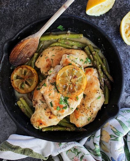 One Pan Lemon Chicken with Asparagus