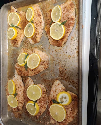 Hudson's Baked Tilapia with Dill Sauce