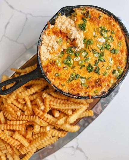 Cheesy Crab Dip with Smoky Paprika Crinkle Fries 