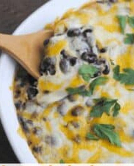Cheesy Baked Black Beans & Rice