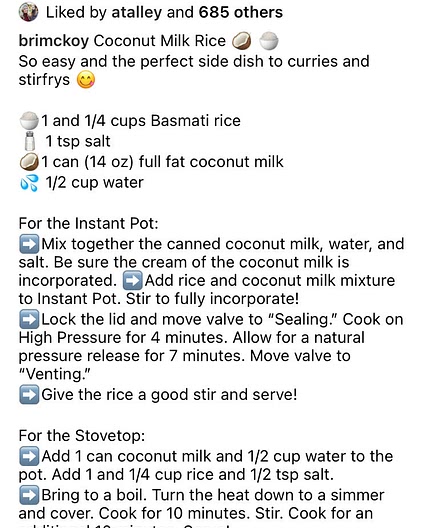 Coconut milk rice