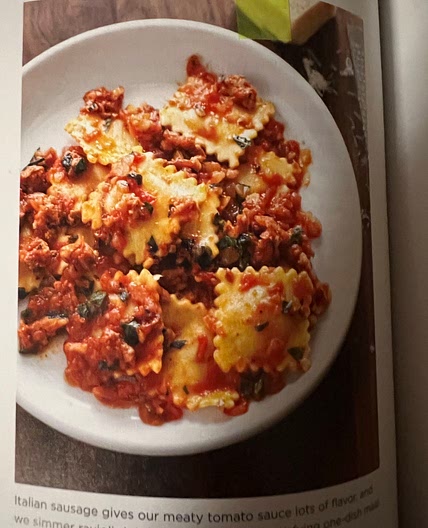 Skillet Ravioli with Meat Sauce