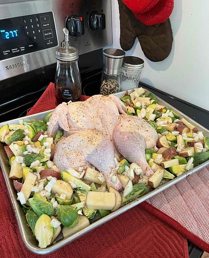 Spatchcocked Roasted Chicken & Veggies