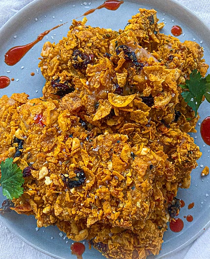 Oven-Fried Cornflake Chevdo Chicken