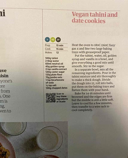 Vegan tahini and date cookies
