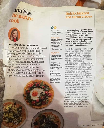 Ouick chickpea and carrot crepes
