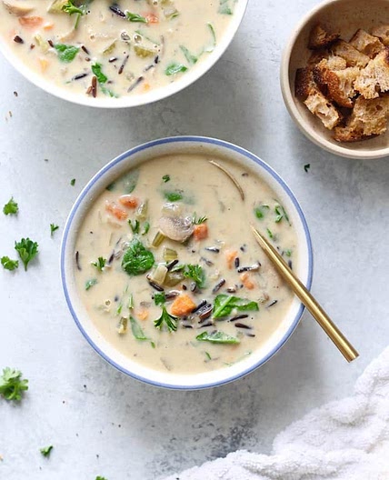 Instant Pot Vegan Cream of Mushroom and Wild Rice Soup Recipe