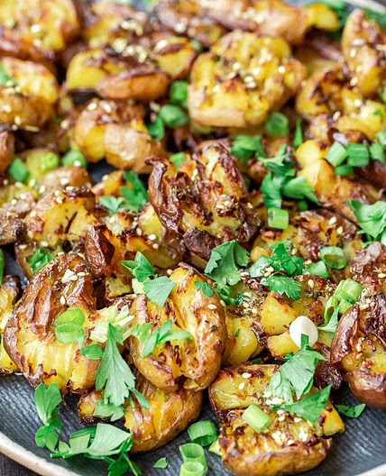 Crispy Smashed Potatoes with Garlic and Za'atar