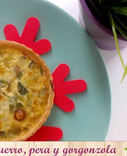 Leek, pear and gorgonzola quiche