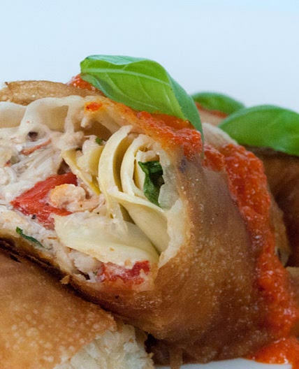 Crab and Artichoke Strudel with Roasted Red Pepper Sauce