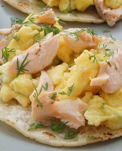 Salmon, Egg, and Avocado Breakfast Tacos