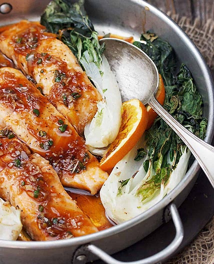 Spicy Orange Salmon and Bok Choy