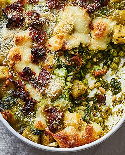 Baked pesto gnocchi