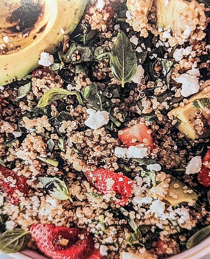 Strawberry, Avocados, Spinach and Basil Quinoa Salad