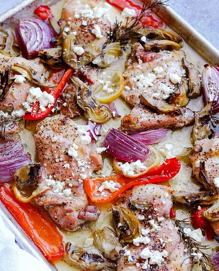One Pan Artichoke Chicken Bake