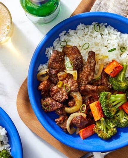 Tokyo Beef & Rice Bowl with Roasted Broccoli & Carrots