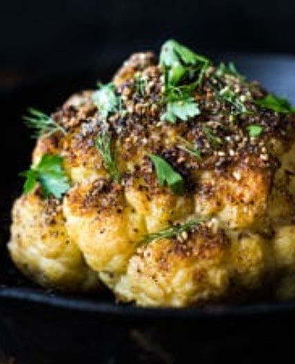 Whole Roasted Cauliflower with Tahini Sauce