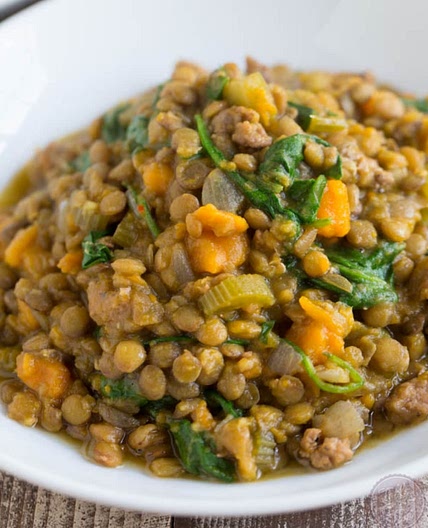 Chorizo spinach lentils