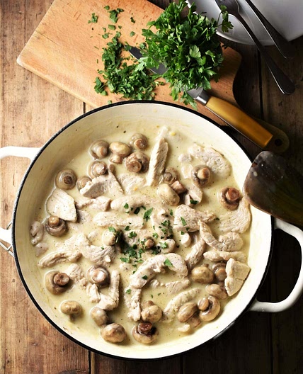 Healthy Turkey Stroganoff with Baby Button Mushrooms