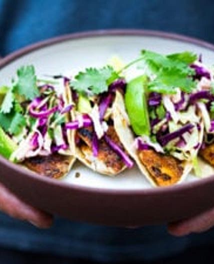 Grilled Fish Tacos with Cilantro Lime Cabbage Slaw