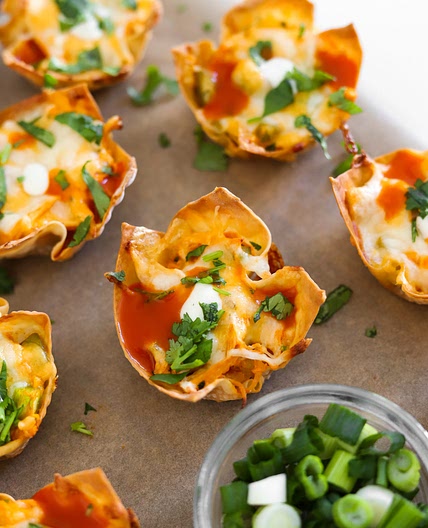 Buffalo Chicken Dip Wonton Cups
