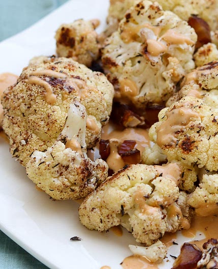 Roasted Za'atar Cauliflower with Golden Tahini Harissa Sauce