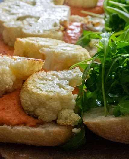 Cauliflower and romesco sauce ciabatta