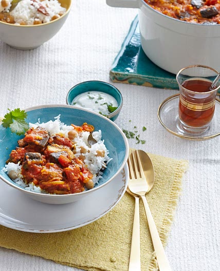 Auberginencurry mit Kichererbsen-Reis Rezept