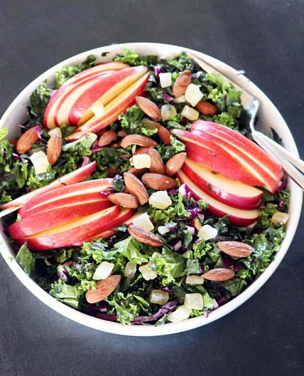 Apple Kale Crunch Salad with Lemon Dijon Dressing