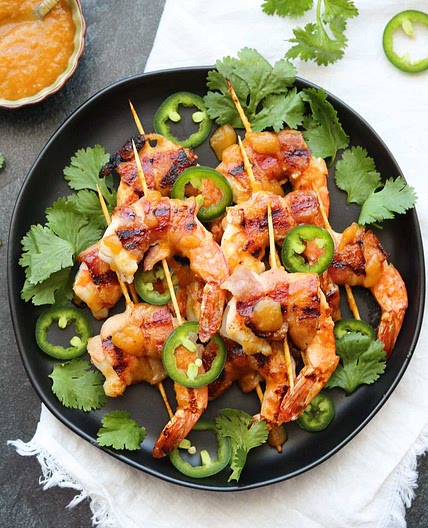 Chutney Glazed Bacon Wrapped Shrimp