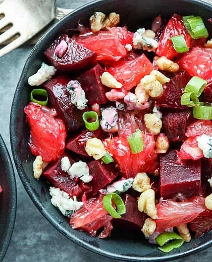 Beet Salad with Grapefruit, Blue Cheese & Walnuts