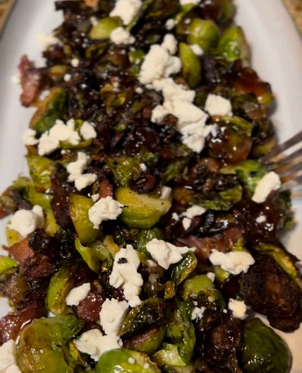 Crispy Brussels with pepper jelly and goat cheese