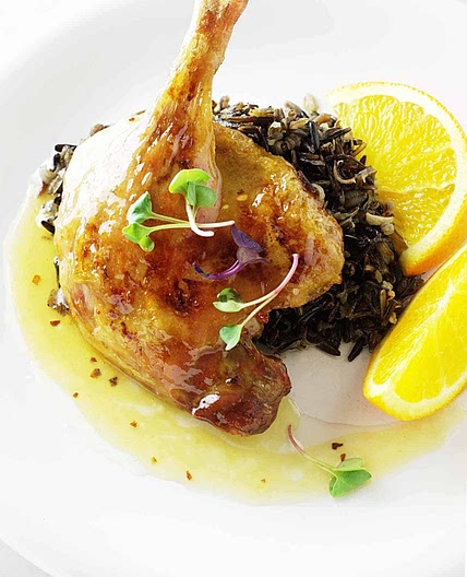 Roasted Duck Legs with Orange Sauce and Wild Rice