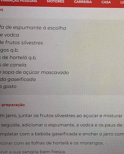 Sangria Espumante e frutos vermelhos