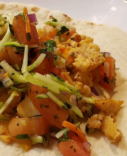 Halibut Fish Taco with Sauce and Slaw