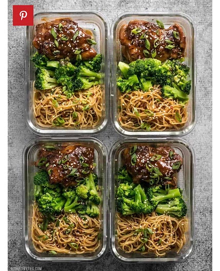 Sticky Ginger Soy Glazed Chicken over Garlic Soy Noodles