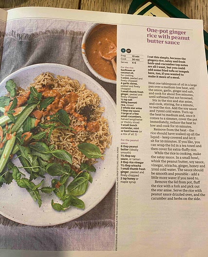 One-pot ginger rice with peanut butter sauce