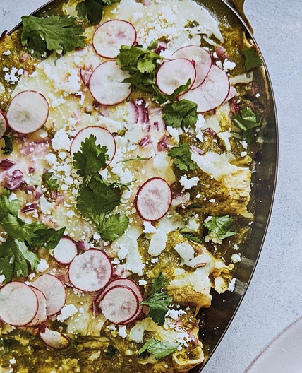 Green Enchiladas With Tomatillo Sauce