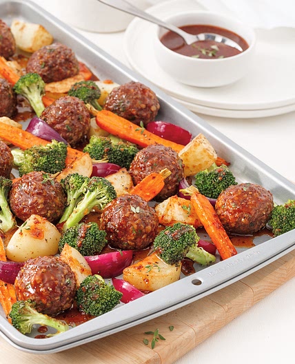 Boulettes moutarde et miel sur la plaque