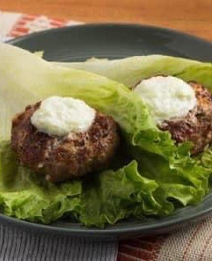 Broiled Greek Burgers with Lettuce Wraps