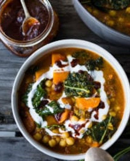 Chickpea Carrot & Top Stew with Quick Harissa