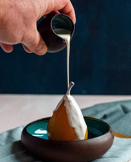Spiced Whisky Poached Pears