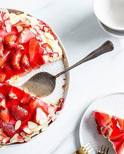 Erdbeerkuchen mit Vanillepudding