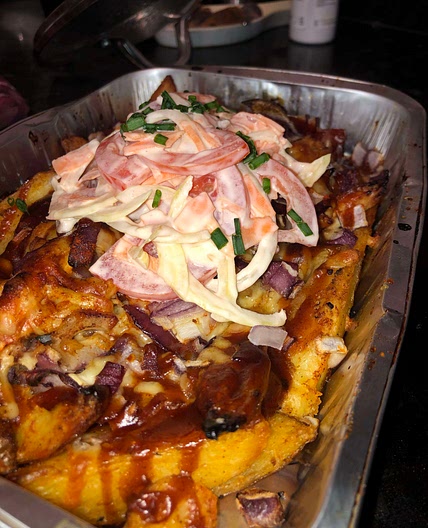 Leftover chicken BBQ wedges 