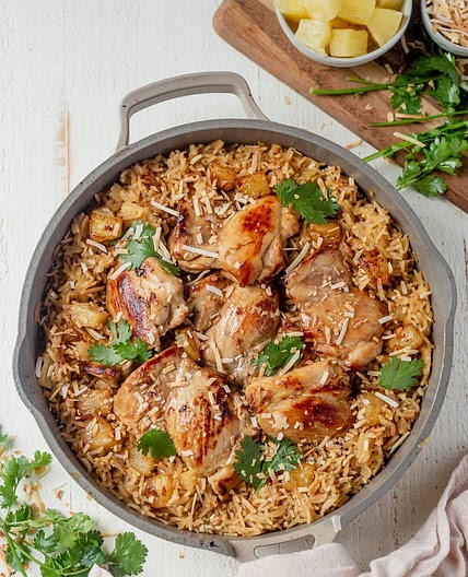 One Pot Hawaiian Chicken with Coconut Rice